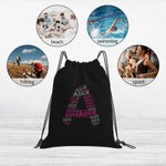 Gepersonaliseerde Drawstring Rugzak Cinch Opbergtas met Naam voor Gym Shopping Sport Reizen Gift
