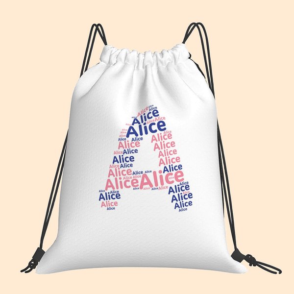 Gepersonaliseerde Drawstring Rugzak Cinch Opbergtas met Naam voor Gym Shopping Sport Reizen Gift