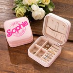 Boîte à Bijoux en Cuir Personnalisée avec Nom en Style Rose Cadeau de Mariage Anniversaire pour Fille Femme