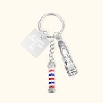 Personalised Barber Shop Pole Lamp Keychain with Hair Clipper Charm Gift for Hairstylist Barber Hairdresser