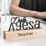 Personalised Wooden Name Sign Desk Nameplate Office Decor Back to School Appreciation Gift for Teacher Principal
