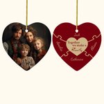 Personalized Heart Shaped Puzzle Heart Ornament with Photo Christmas Gift Thanksgiving Day Gift for Family Members