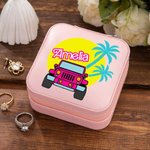 Boîte à Bijoux en Cuir Personnalisée avec Nom en Style Rose Cadeau de Mariage Anniversaire pour Fille Femme