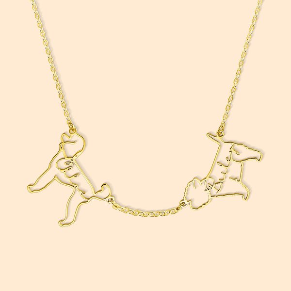 Personalisierte Hund Katze Silhouette Halskette mit 1-4 Namen Tiere Gedenkschmuck Geschenk für Damen Mädchen Familie Haustierliebhaber