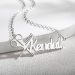 Personalized Scissors Hairstylist Necklace with Name Jewelry Gift for Hairdresser