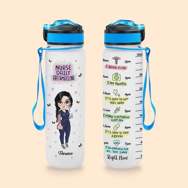 Nurse Daily Affirmations Water Bottle Scale Line Design