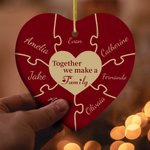 Personalized Heart Shaped Puzzle Heart Ornament with Photo Christmas Gift Thanksgiving Day Gift for Family Members