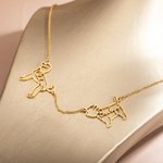 Personalized Dog Cat Breed Silhouette Necklace with Name Animal Memorial Jewelry Gift for Women Girl Family Pet Lover