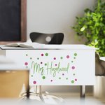 Personalized Colorful Teacher Desk Decal Stickers with Polka Dots for Classroom Kindergarten Primary School Teaching Supplies