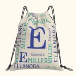 Gepersonaliseerde koordrugzak Waterbestendige koordzak met naam en initiaal voor sportschoolreizen