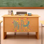 Personalized Colorful Teacher Desk Decal Stickers with Polka Dots for Classroom Kindergarten Primary School Teaching Supplies