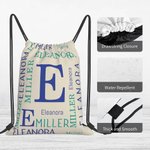 Gepersonaliseerde koordrugzak Waterbestendige koordzak met naam en initiaal voor sportschoolreizen
