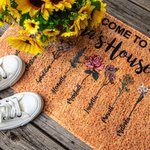 Gepersonaliseerde Geboortebloem Oma's Huis Welkom Deurmat Antislip Duurzaam voor Binnen Buiten Housewarming Cadeau voor Oma Moeder