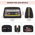 Trousse de Maquillage en PVC Personnalisée avec Texte Style Rétro de Cassette Cadeau Anniversaire Voyage pour Amoureux de Musique