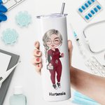 Personalized 20oz Nurse Food Grade Skinny Tumbler Stainless Steel Mug Reusable Water Bottle Gift for Medical Staff Nurse Week Doctor Day