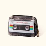 Trousse de Maquillage en PVC Personnalisée avec Texte Style Rétro de Cassette Cadeau Anniversaire Voyage pour Amoureux de Musique