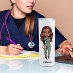 Personalized 20oz Nurse Food Grade Skinny Tumbler Stainless Steel Mug Reusable Water Bottle Gift for Medical Staff Nurse Week Doctor Day