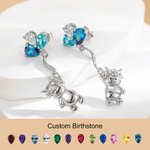 Personalised Balloon Highland Cow Stud Earrings 925 Sterling Silver with Birthstone Cute Animal Earrings Gifts for Women Girls Cow Lover Christmas