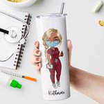 Personalized 20oz Vet Prescription Design Food Grade Stainless Steel Straight Skinny Tumbler with Straw Graduation Gift for Nurse or Doctor