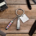 Personalised Barber Shop Pole Lamp Keychain with Hair Clipper Charm Gift for Hairstylist Barber Hairdresser