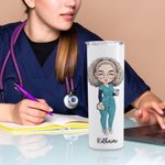 Personalized 20oz Vet Prescription Design Food Grade Stainless Steel Straight Skinny Tumbler with Straw Graduation Gift for Nurse or Doctor