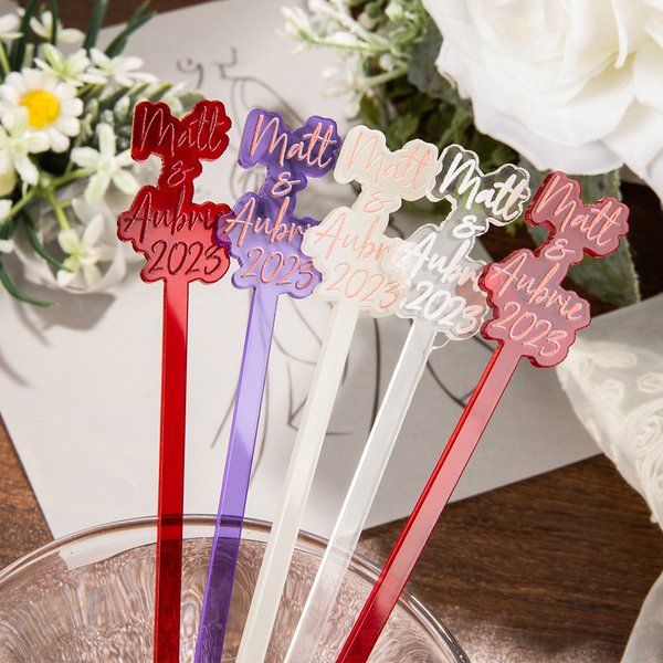 Personalized Multicolor Stirring Stick with Text Set of 10 Luminous Acrylic Drink Cocktail Tag Wedding Birthday Party Essentials