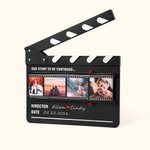 Personalised Rolling Photos Wooden Ornament with Film Clapperboard Design Anniversary Valentine's Day Romantic Gift for Couple