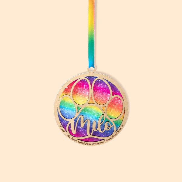 Ornement de Noël personnalisé Rainbow Bridge avec texte et nom gravés Cadeau commémoratif pour l'amoureux des animaux de compagnie