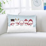 Personalized 1-5 Family Snowmen Cushion Throw Pillow Cover with Names Christmas Thanksgiving Day Home Decor for Farmily