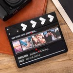 Personalised Rolling Photos Wooden Ornament with Film Clapperboard Design Anniversary Valentine's Day Romantic Gift for Couple