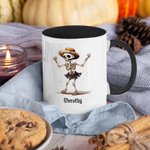 Personalisierte Happy Dancing Skeleton 11oz Becher mit Namen lustig Halloween Party Geschenk für Familie Freund