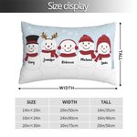 Personalized 1-5 Family Snowmen Cushion Throw Pillow Cover with Names Christmas Thanksgiving Day Home Decor for Farmily