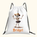 Personalised Dancing Skeleton Drawstring Backpack Halloween Snack Bag for Kids Trick or Treat Party Favors