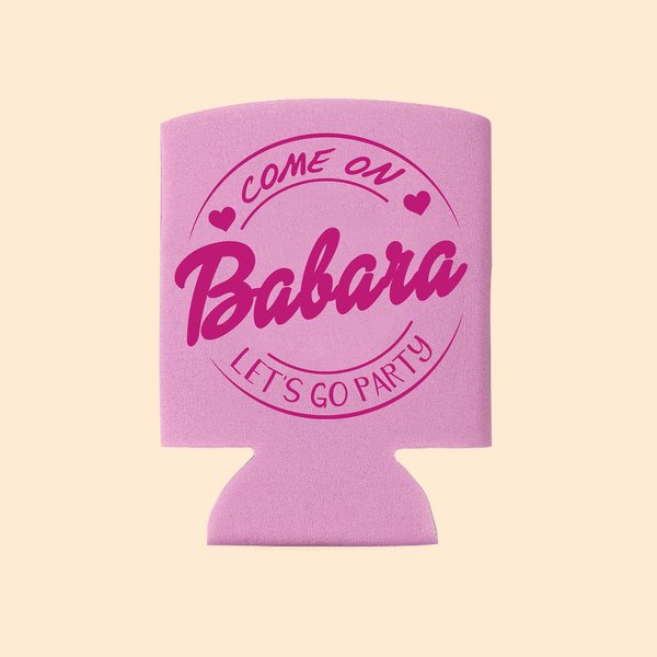 Personalized 12pcs Pink Doll Theme Come On Let's Go Party 12oz 16oz Can Sleeve Hugger Cooler Birthday Christmas Bachelorette Party Favor