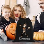 Personalised Dancing Skeleton Drawstring Backpack Halloween Snack Bag for Kids Trick or Treat Party Favors