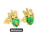 Boucles d'Oreilles en Argent Sterling Personnalisées avec Pierre de Naissance Bijoux Licornes pour Enfants Cadeau Anniversaire pour Fille
