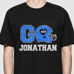 Personalisierte Fußball-Thema kurze Ärmel Glitter T-Shirt mit Namen und Nummer