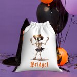 Personalised Dancing Skeleton Drawstring Backpack Halloween Snack Bag for Kids Trick or Treat Party Favors