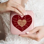 Coffret à bijoux personnalisé Together We Make A Family (Ensemble, nous formons une famille) Heart Puzzle (Cœur) Jewelry Travel Case (Coffret à bijoux