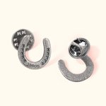 Personalized Horseshoe Lapel Pin with Name Good Luck Charm Hat Accessory Birthday Christmas Gift for Cowboy Horse Lover