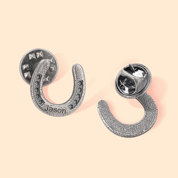 Personalisierte Hufeisen Anstecknadel mit Namen Glücksbringer Hut Zubehör Geburtstag Weihnachten Geschenk für Cowboy Pferd Liebhaber