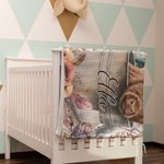 Personalized Boho Floral Highland Cow Blanket with Name Baby Blanket Gift for Baby Kid Woman Cow Lover