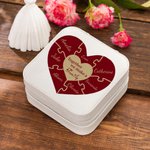 Coffret à bijoux personnalisé Together We Make A Family (Ensemble, nous formons une famille) Heart Puzzle (Cœur) Jewelry Travel Case (Coffret à bijoux