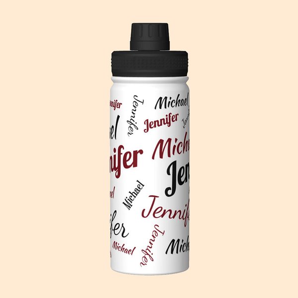 Personalisierte Signature Style 18oz Edelstahl isolierte Wasserflasche mit auslaufsicheren Auslauf Deckel und Griff für Outdoor-Aktivitäten