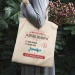 Personalisierte spezielle Lieferung vom Weihnachtsmann Handtasche Retro Name Canvas Tasche wiederverwendbare Einkaufstasche Weihnachten Party Gunst li