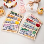 Personalised Happy Birthday Money Holder Box Wooden Birthday Cash Envelope Creative Greeting Card Holiday Party Essential Birthday Gift for Kids Teens
