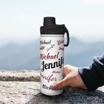 Personalisierte Signature Style 18oz Edelstahl isolierte Wasserflasche mit auslaufsicheren Auslauf Deckel und Griff für Outdoor-Aktivitäten