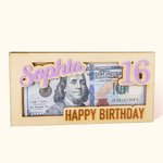 Personalised Happy Birthday Money Holder Box Wooden Birthday Cash Envelope Creative Greeting Card Holiday Party Essential Birthday Gift for Kids Teens