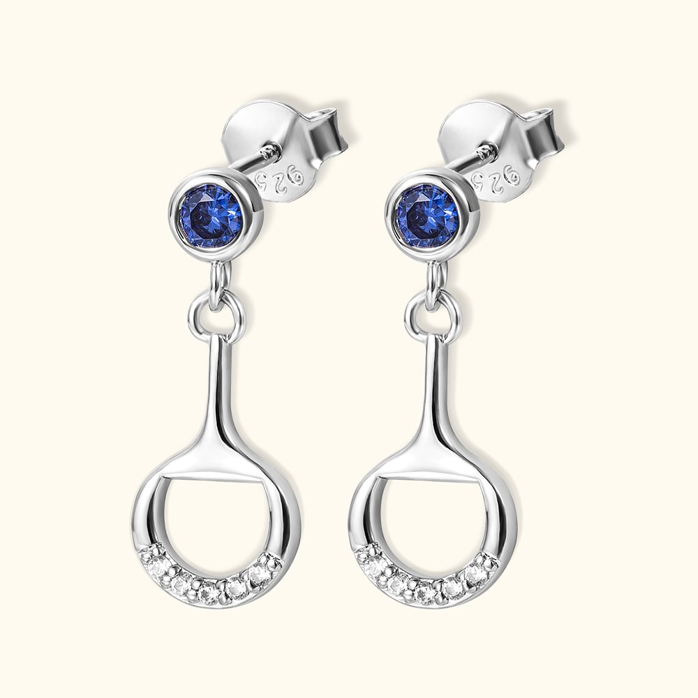Boucles d'Oreilles Personnalisées avec Pierre de Naissance Bijoux d'Argent en Forme de Mors Cadeau pour Amatrice d'Équitation Amoureuse de Cheval