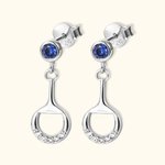 Boucles d'Oreilles Personnalisées avec Pierre de Naissance Bijoux d'Argent en Forme de Mors Cadeau pour Amatrice d'Équitation Amoureuse de Cheval